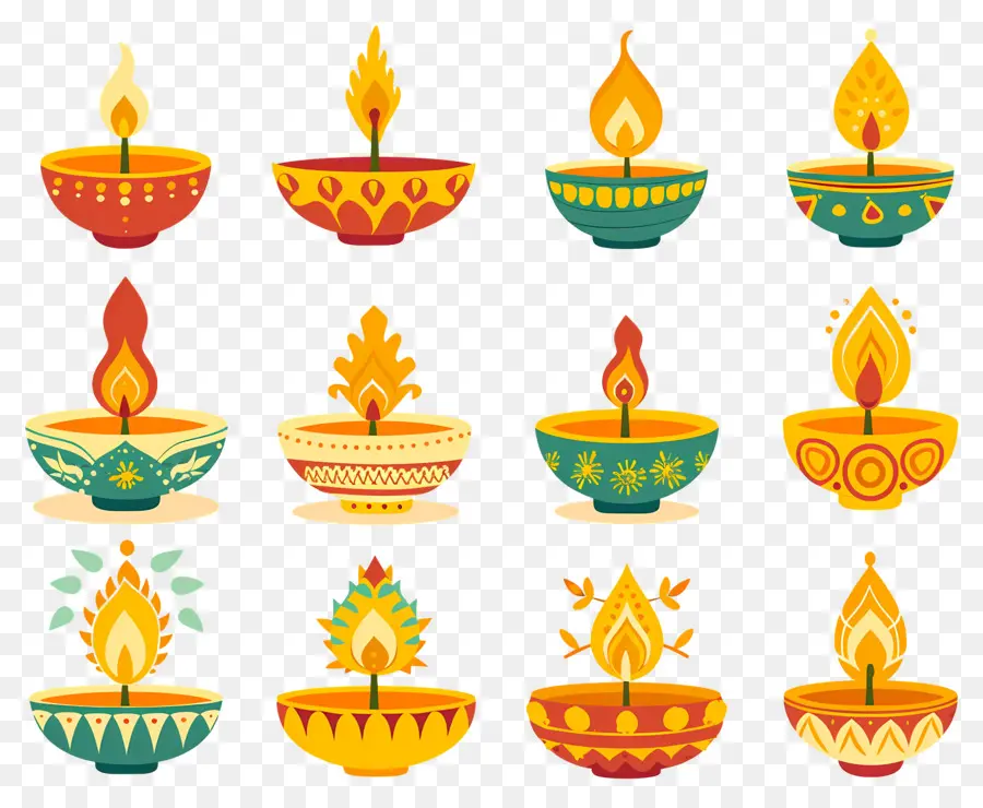 Bougie De Diwali，Diya Colorée PNG