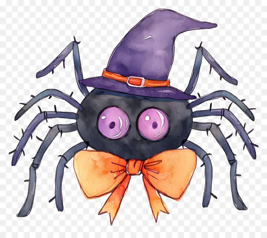 Araignée D'halloween，Araignée Avec Chapeau De Sorcière PNG