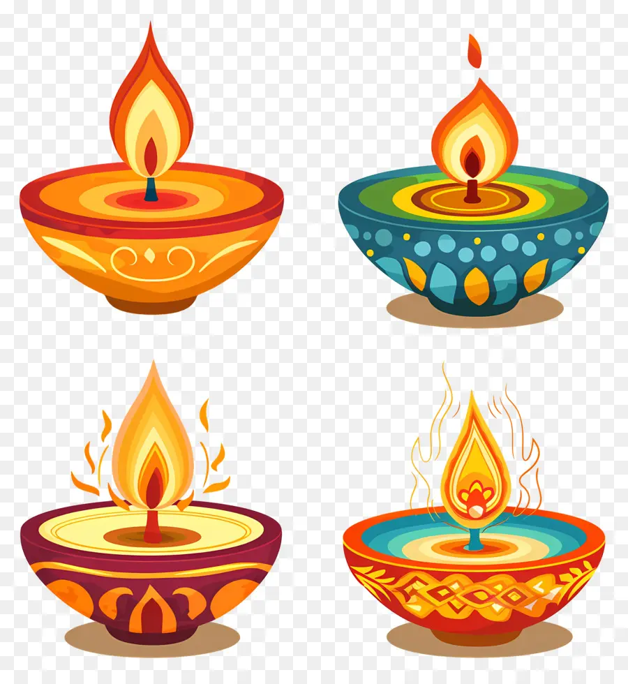 Bougie De Diwali，Diya Colorée PNG