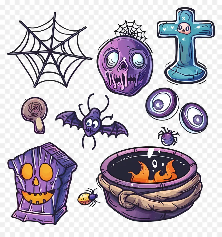 Fond D'halloween，Éléments D'halloween PNG