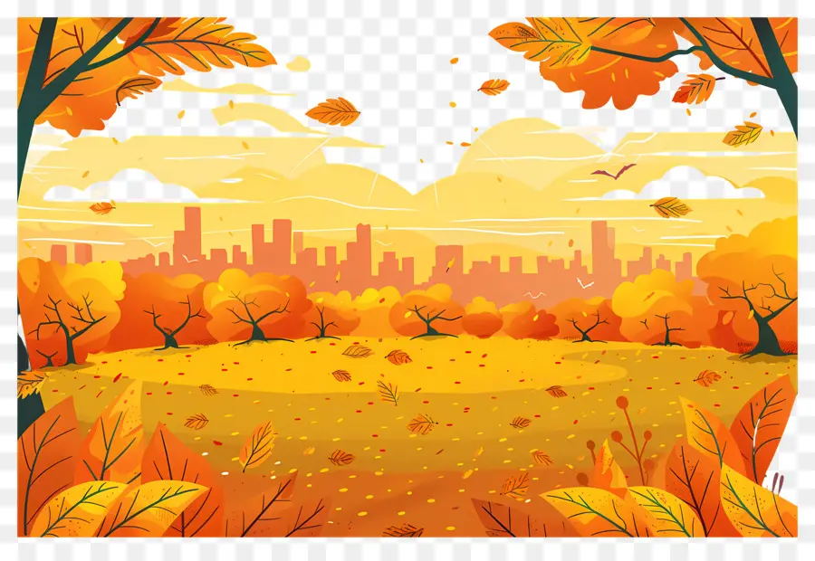 Fond D'automne，Paysage D'automne PNG