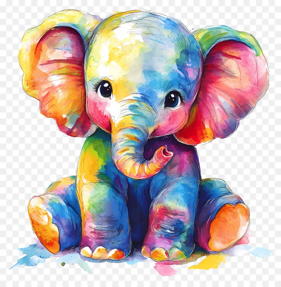 Bébé éléphant，Éléphant Coloré PNG