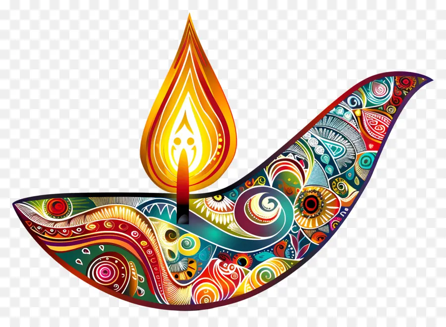 Diwali Diya，Diya Colorée PNG