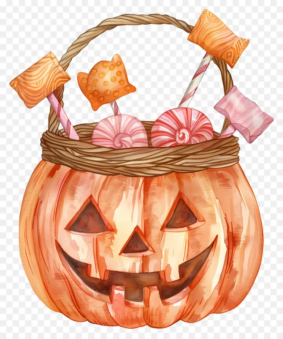 Panier D'halloween，Panier De Citrouille PNG