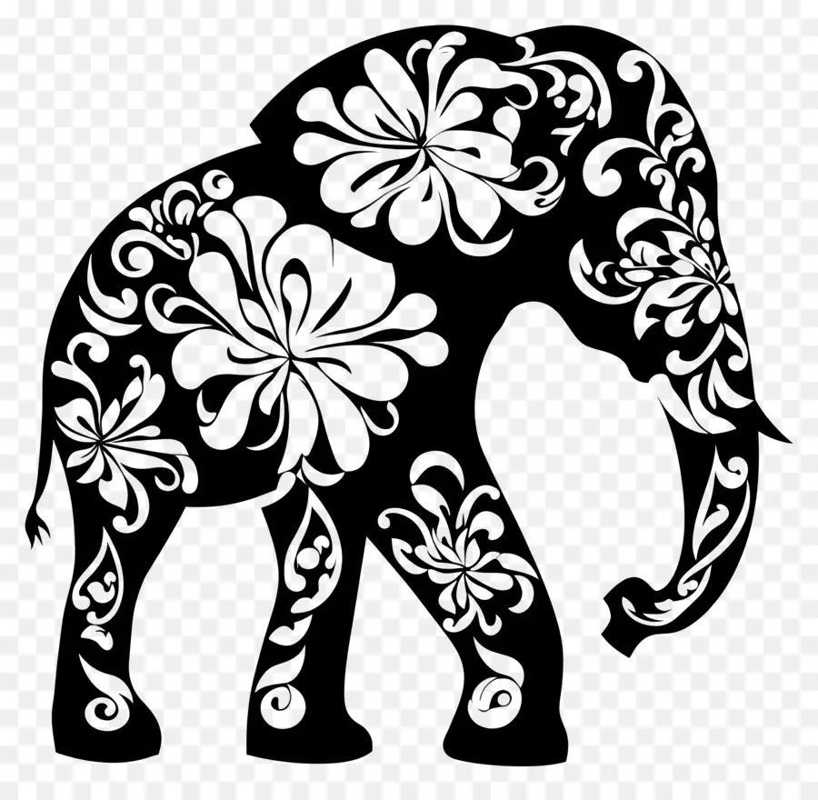 Silhouette D'éléphant，Éléphant Décoratif PNG