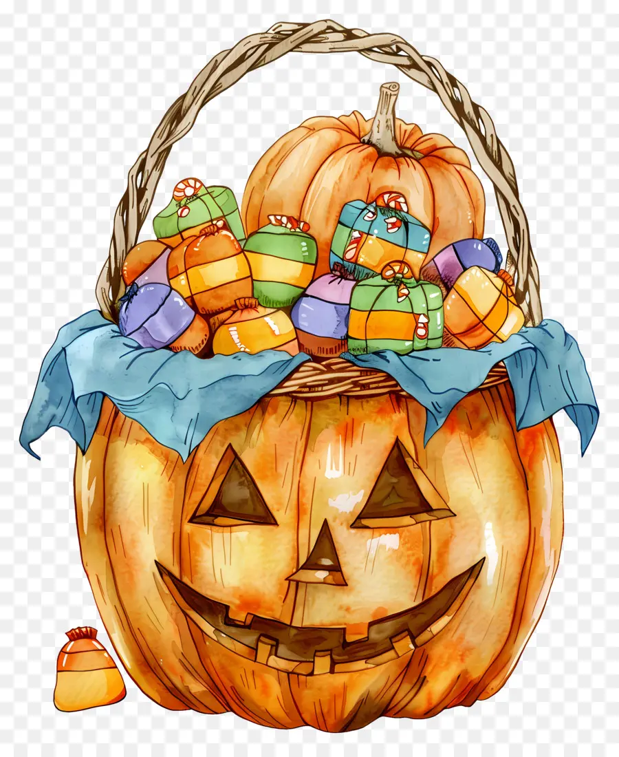 Panier D'halloween，Panier De Citrouille PNG