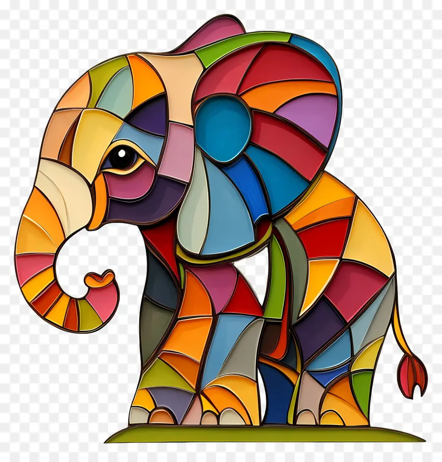 Bébé éléphant，Éléphant En Vitrail PNG