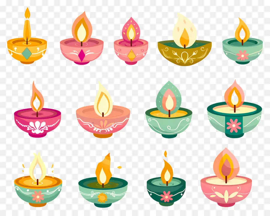 Bougie De Diwali，Diya Pastel PNG