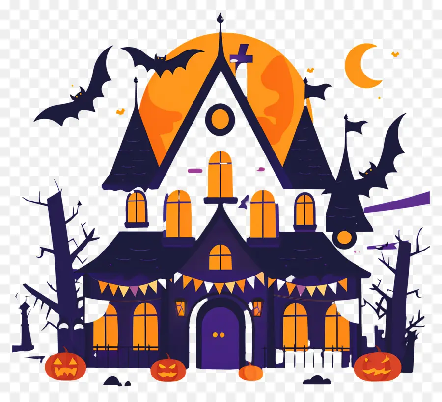 Ville D'halloween，Maison Hantée Sombre PNG