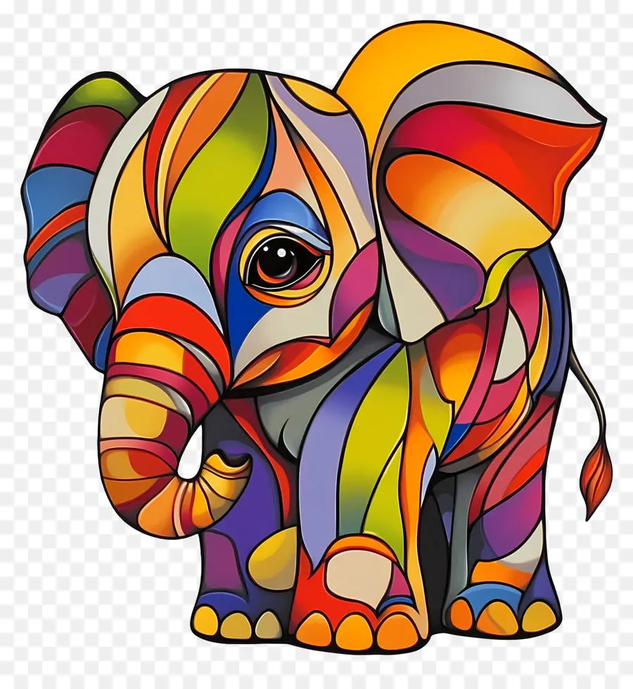 Bébé éléphant，Éléphant En Vitrail PNG