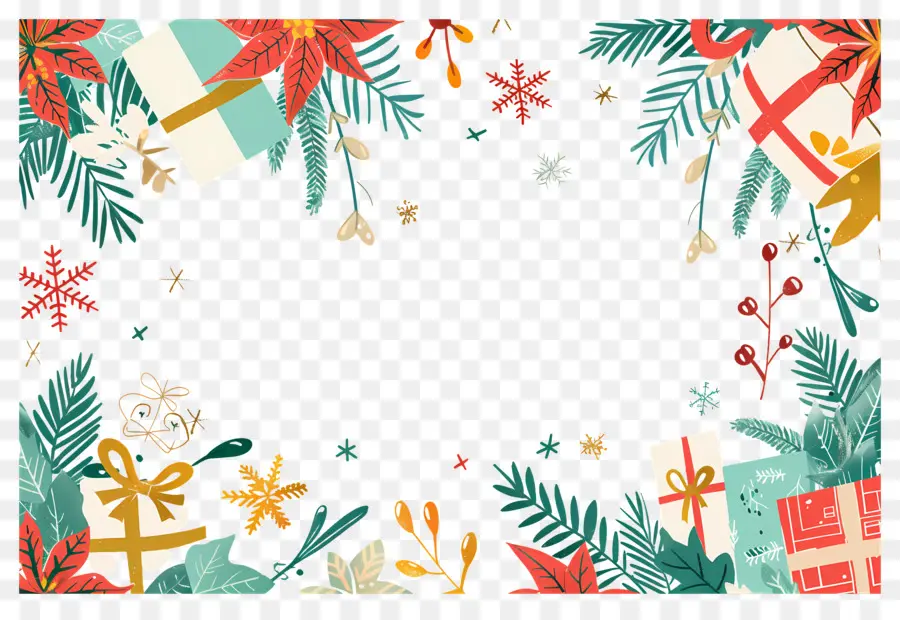 Fond De Noël，Cadre Floral PNG