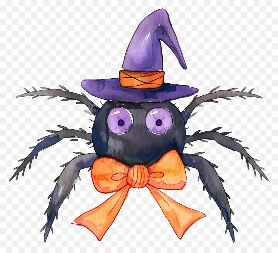 Araignée D'halloween，Araignée Avec Chapeau De Sorcière PNG