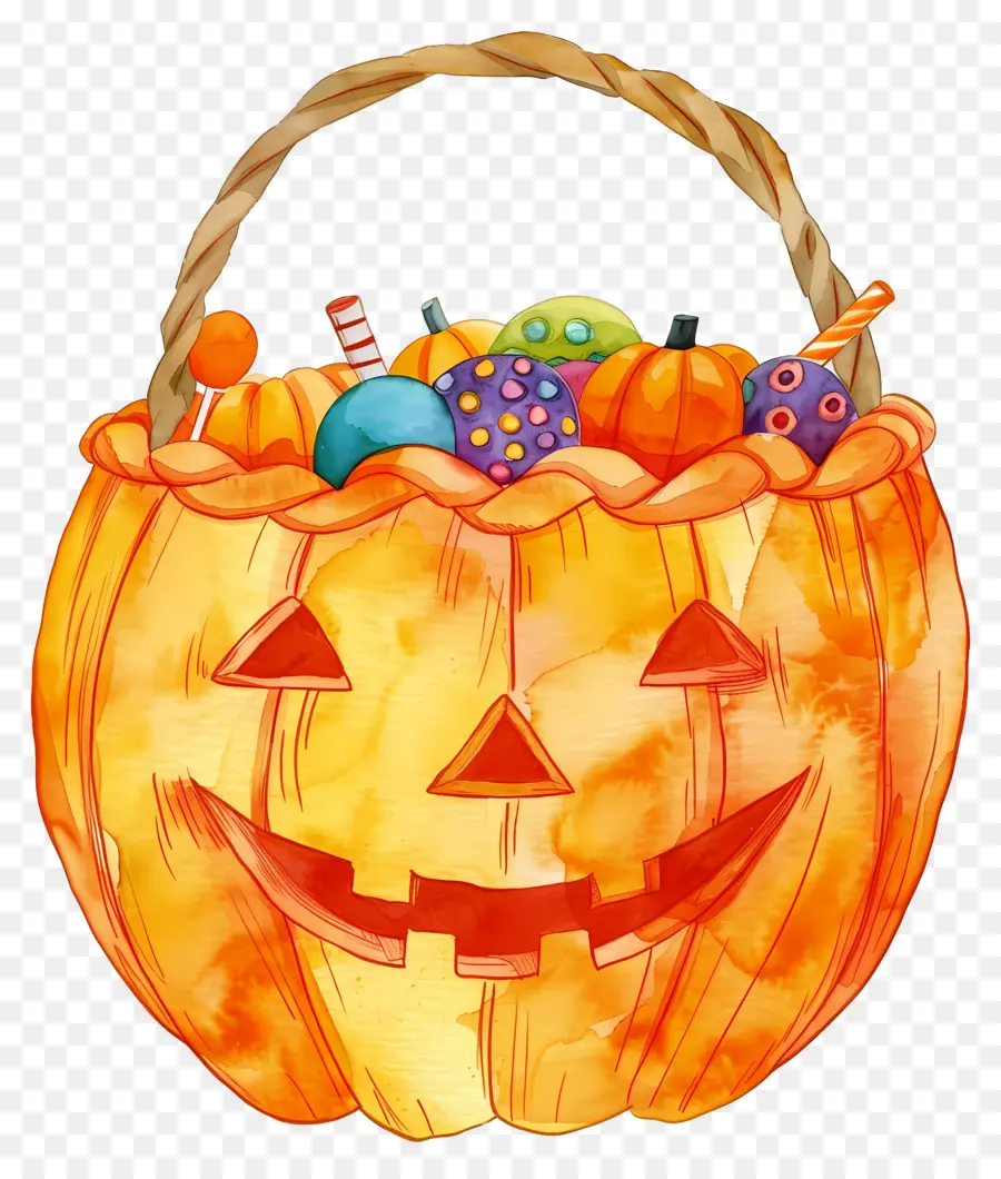 Panier D'halloween，Panier De Citrouille PNG