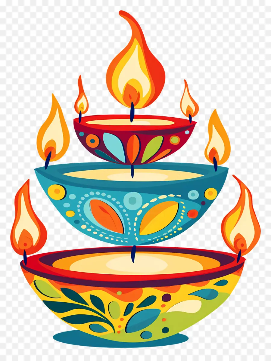 Bougie De Diwali，Diyas Empilés PNG