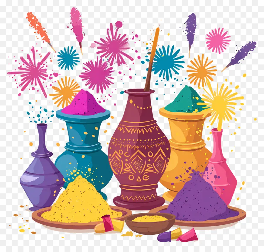 Fond De Holi，Poudres Colorées PNG