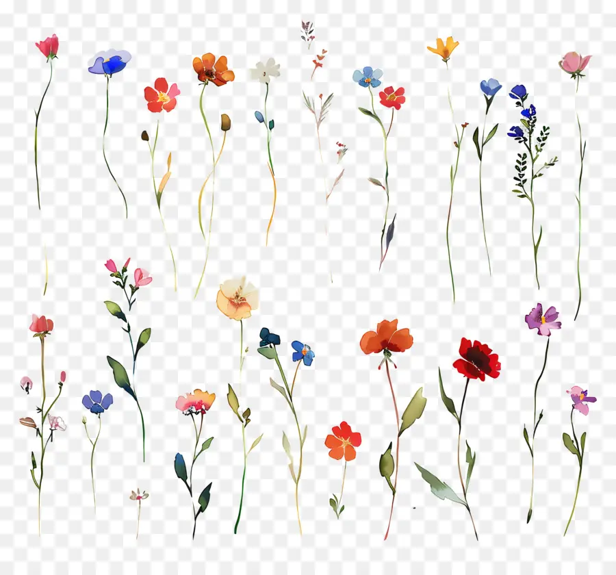 Fond De Fleurs，Fleurs Aquarelles PNG