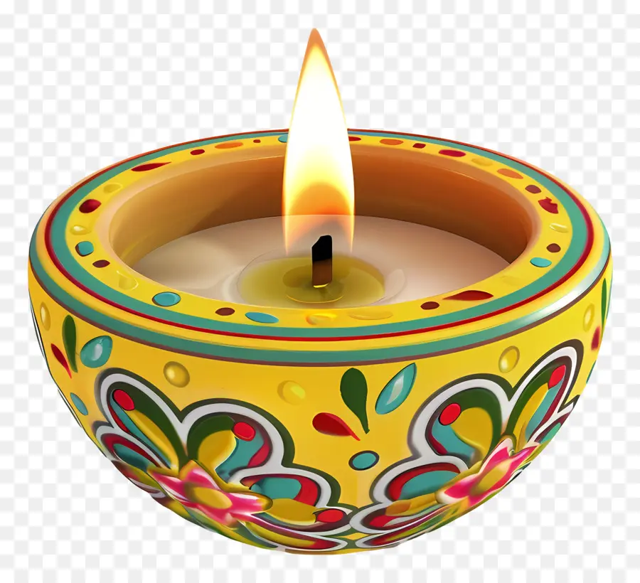 Bougie De Diwali，Bougie Florale PNG