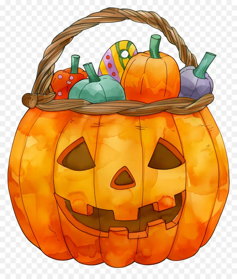 Panier D'halloween，Panier De Citrouille PNG