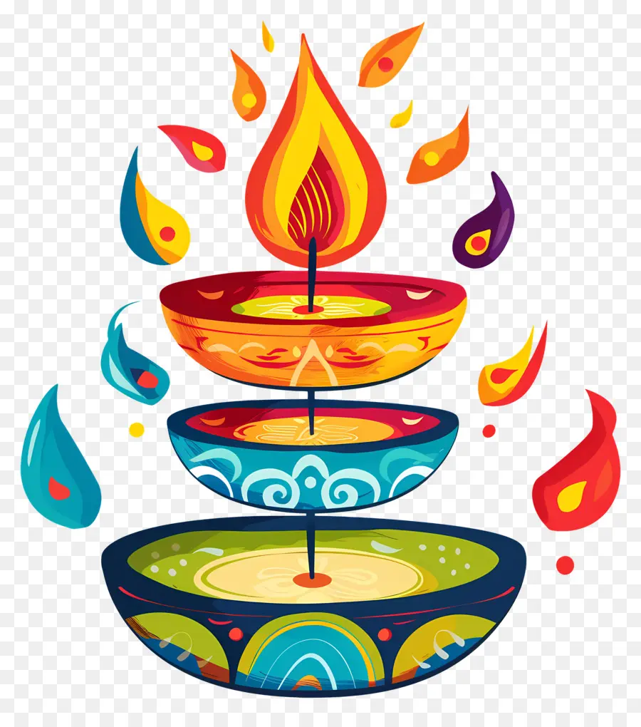 Bougie De Diwali，Diyas Empilés PNG