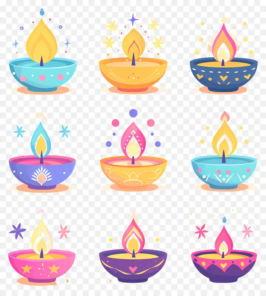 Bougie De Diwali，Diya Pastel PNG