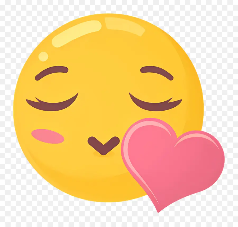 Bisou Smiley，Emoji Rougissant Avec Coeur PNG