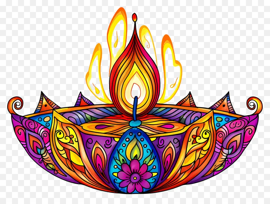 Diwali Diya，Diya Colorée PNG