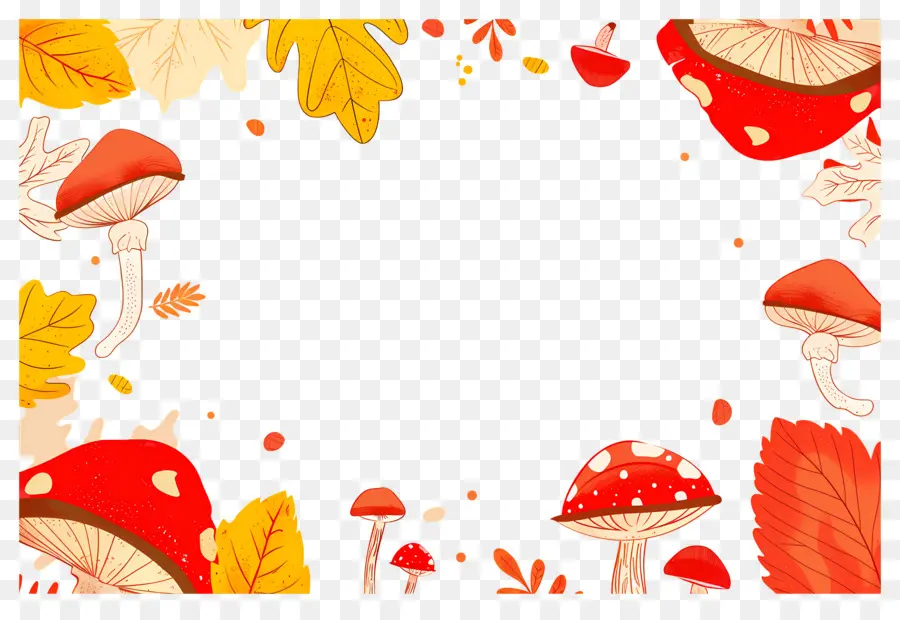 Fond D'automne，Champignons Et Glands PNG