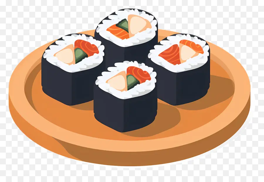 Rouleau De Sushi，Rouleaux De Sushi Sur Plateau PNG