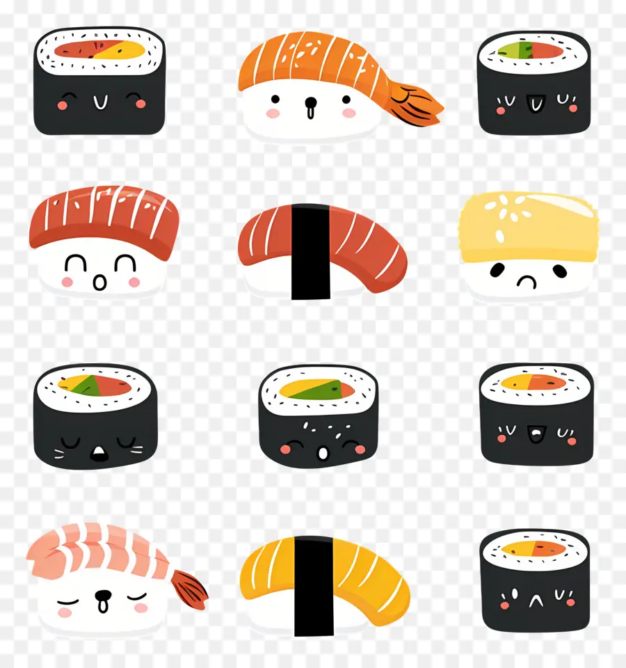 Sushis Mignons，Sushis Kawaii PNG