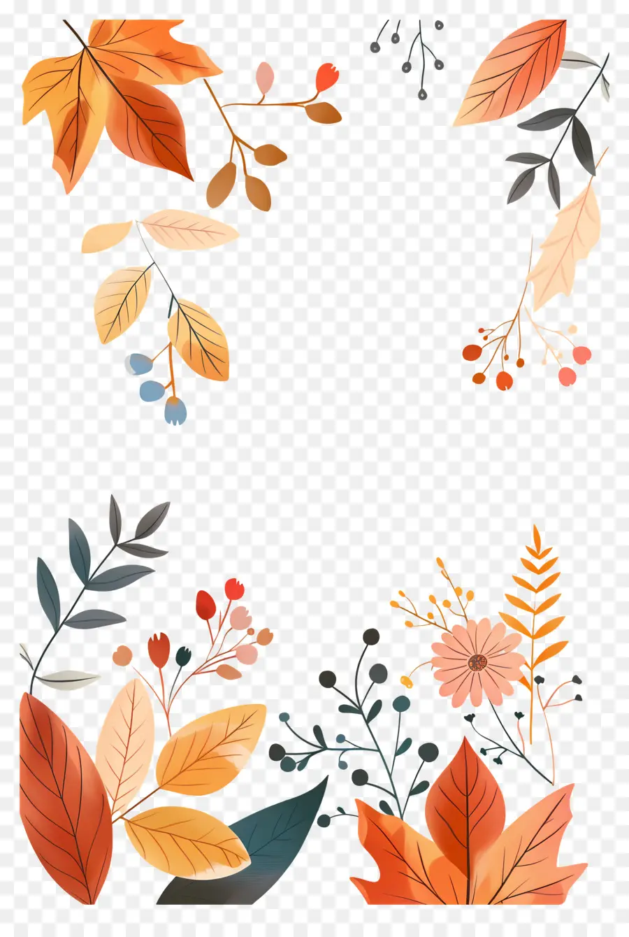 Fond D'automne，Feuilles D'automne Florales PNG