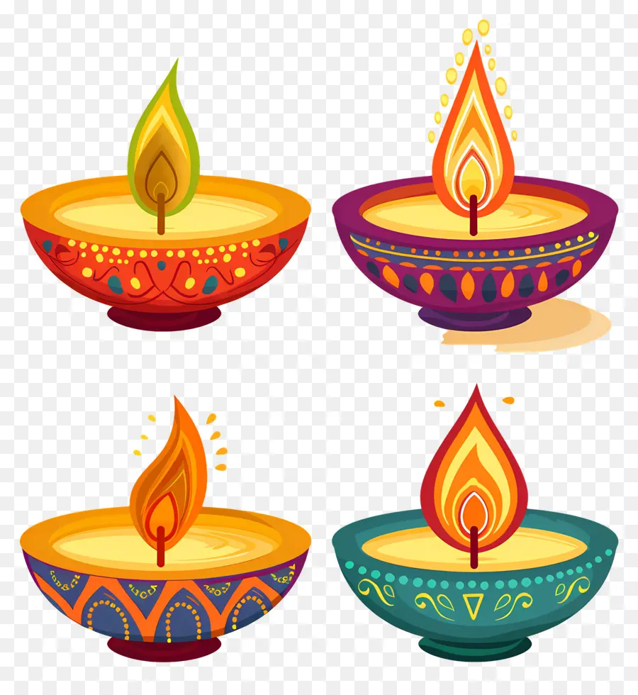 Bougie De Diwali，Diya Colorée PNG