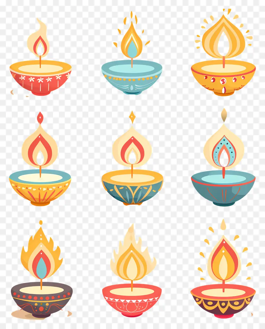 Bougie De Diwali，Diya Colorée PNG