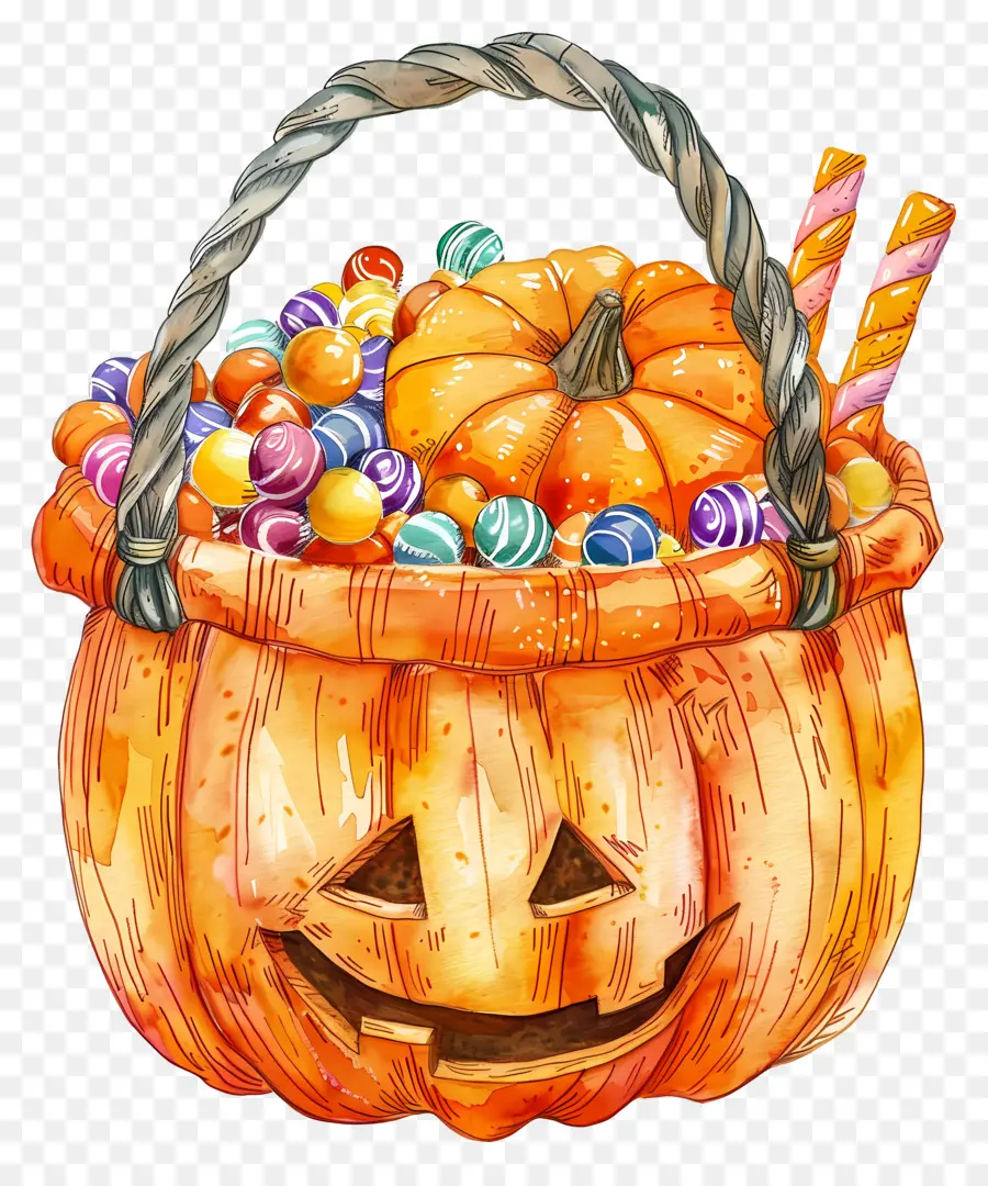 Panier D'halloween，Panier De Citrouille PNG