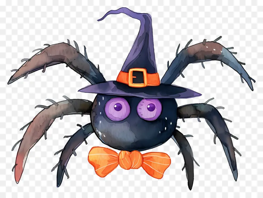 Araignée D'halloween，Araignée Avec Chapeau De Sorcière PNG