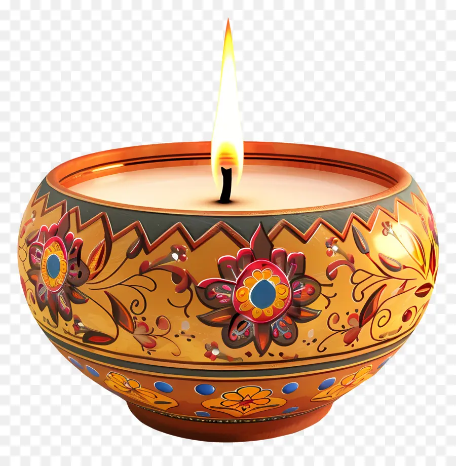 Bougie De Diwali，Bougie Florale PNG