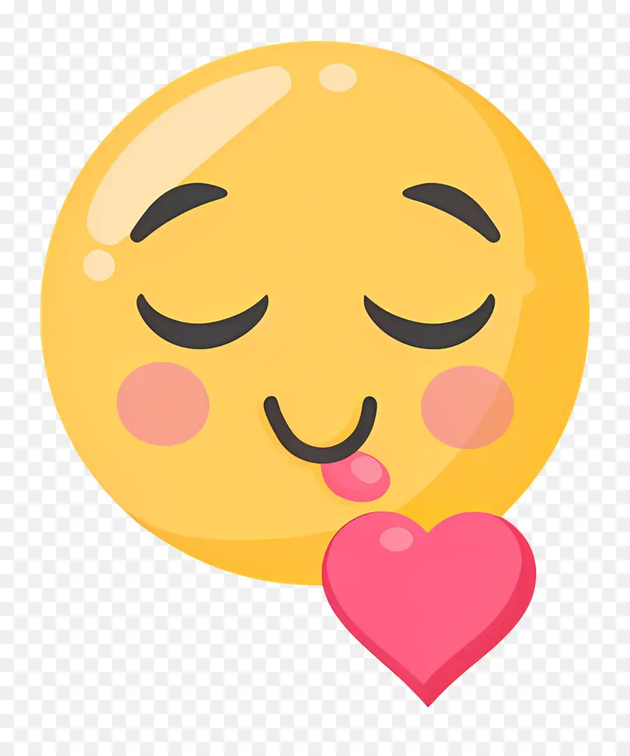 Bisou Smiley，Emoji Rougissant Avec Coeur PNG