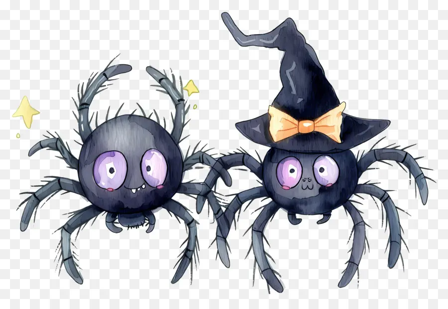 Araignées D'halloween，Araignées Avec Chapeau PNG