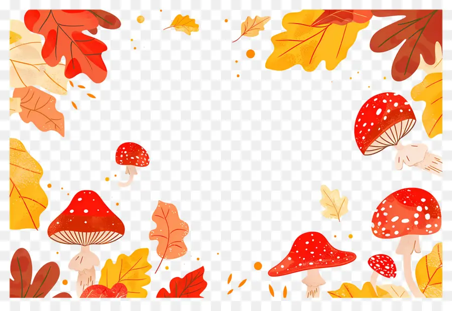 Fond D'automne，Champignons Et Glands PNG