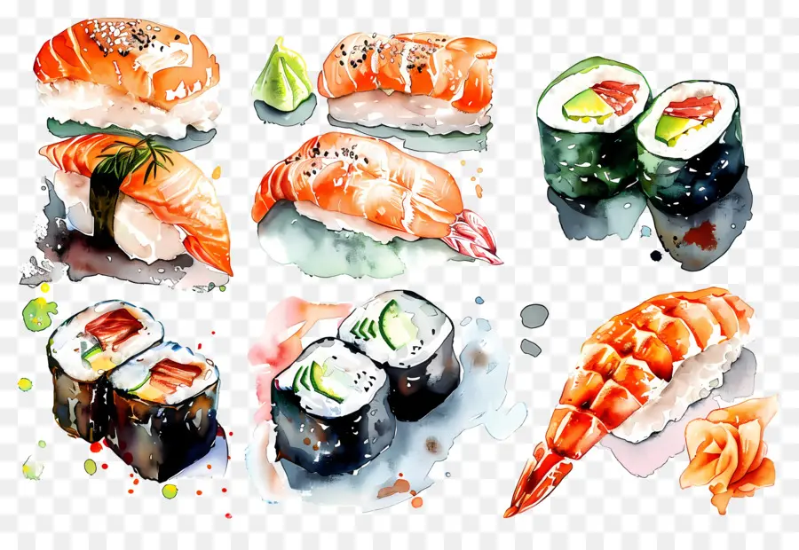 Sushis Aquarelle，Sushis PNG