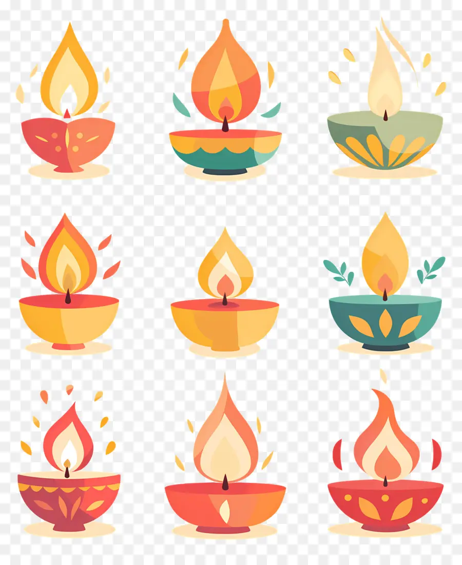 Bougie De Diwali，Diya Colorée PNG