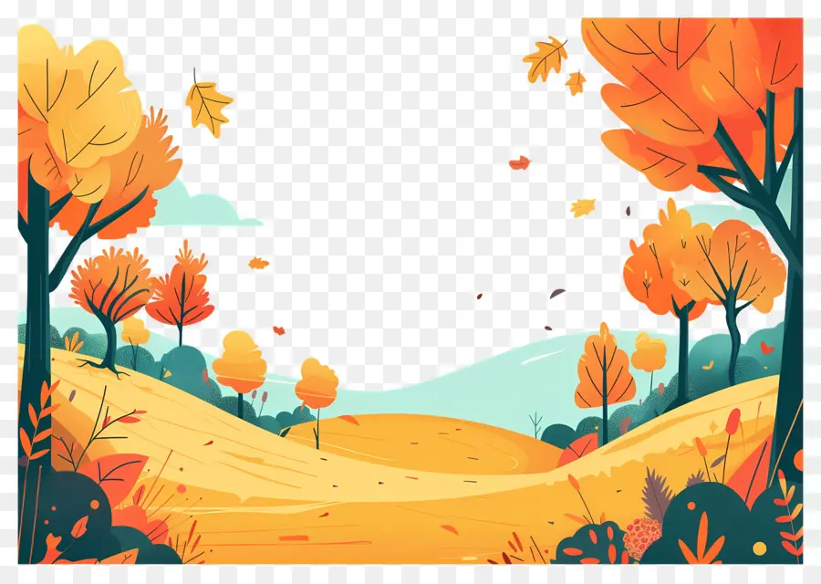 Fond D'automne，Paysage D'automne PNG