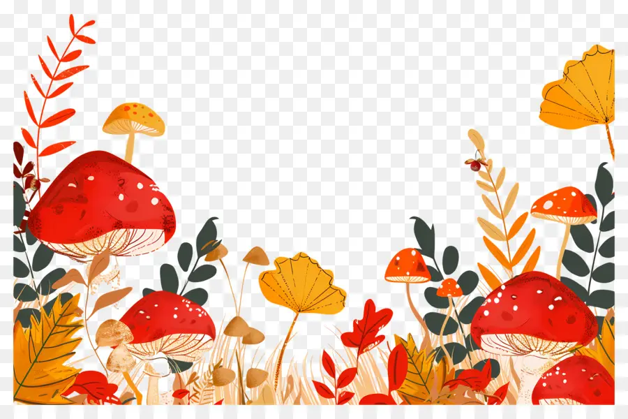 Fond D'automne，Champignons PNG