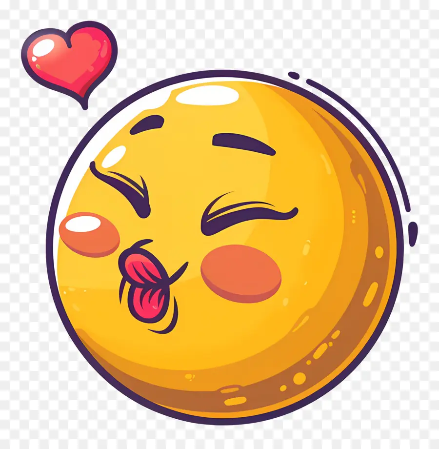 Bisou Smiley，Embrasser Emoji Avec Coeur PNG