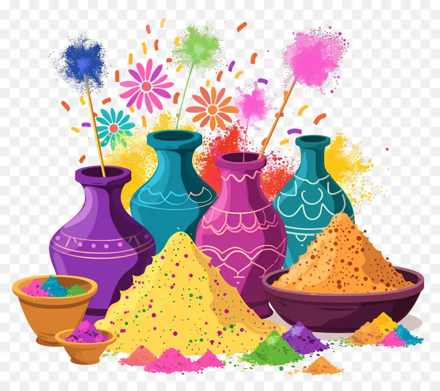 Fond De Holi，Poudres Colorées PNG