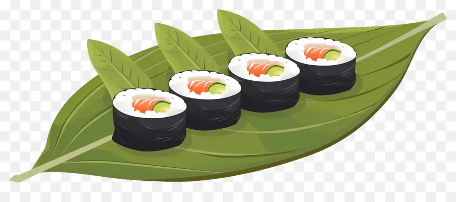 Sushi Sur Feuille，Japonais PNG