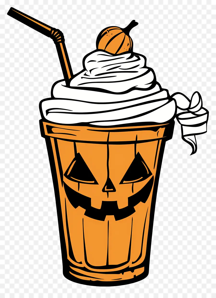 Milk Shake D'halloween，Boisson Sur Le Thème De La Citrouille PNG