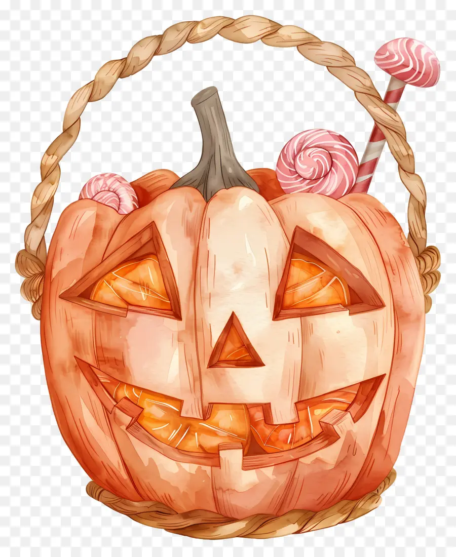 Panier D'halloween，Panier De Citrouille PNG