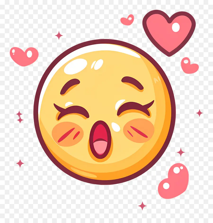 Bisou Smiley，Embrasser Emoji Avec Coeur PNG