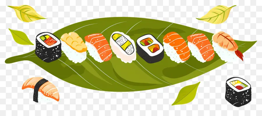 Sushi Sur Feuille，Sushis PNG