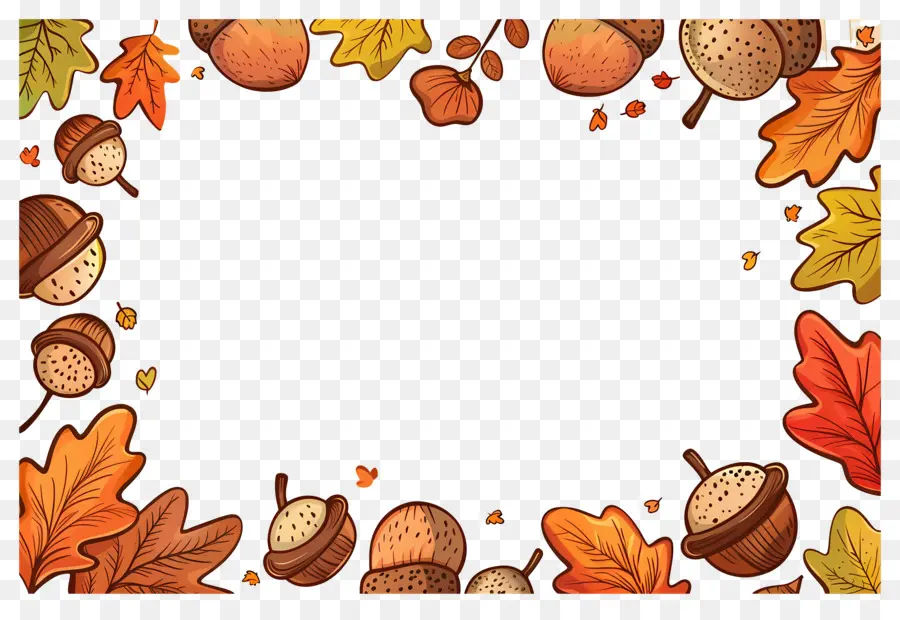 Fond D'automne，Feuilles Et Glands D'automne PNG